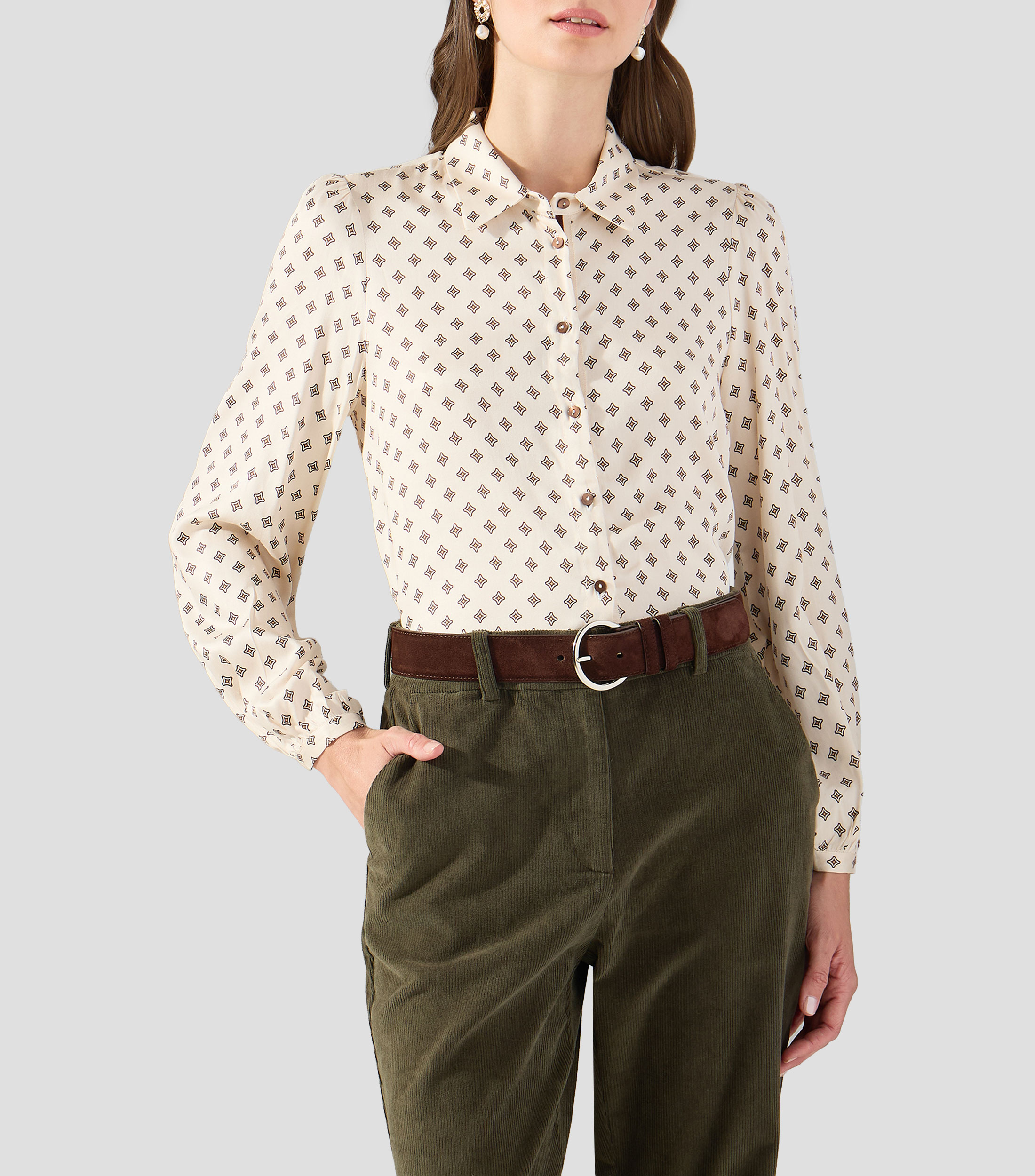 Blusa estampada manga larga Mujer